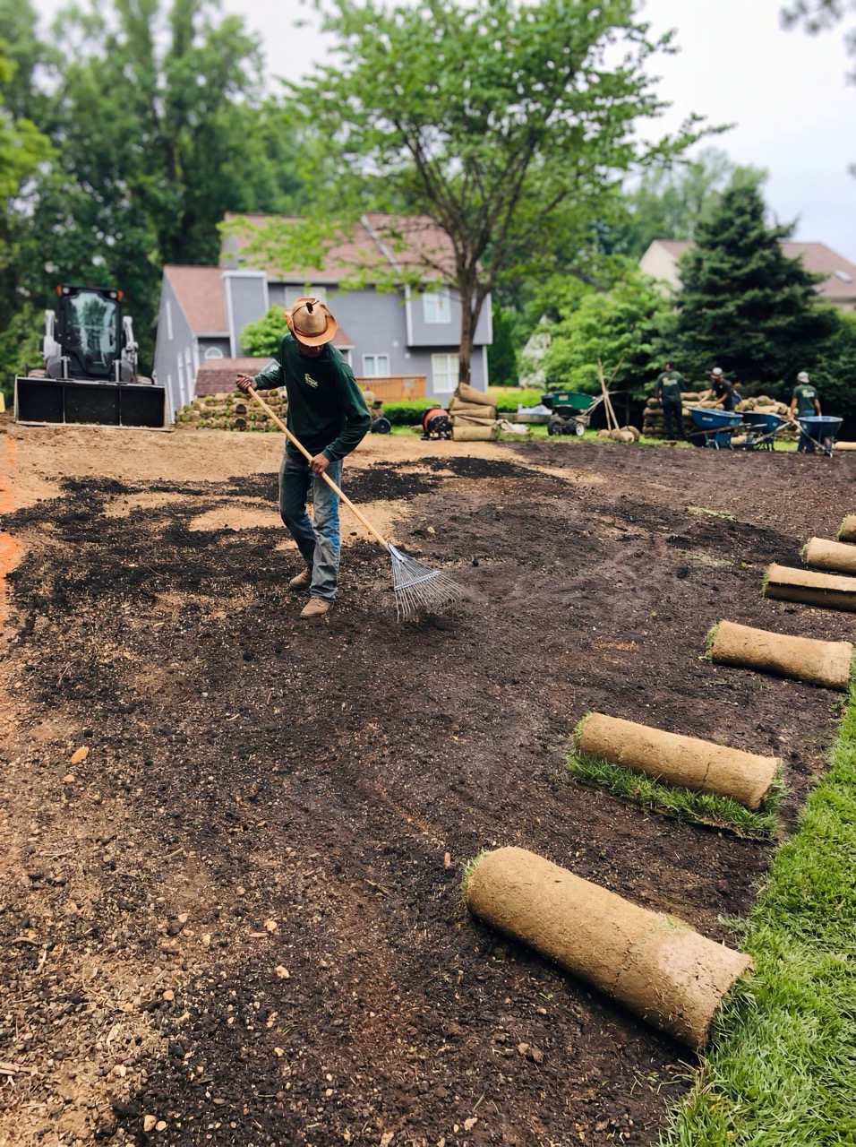Green Life crew installing fresh sod during a lawn renovation