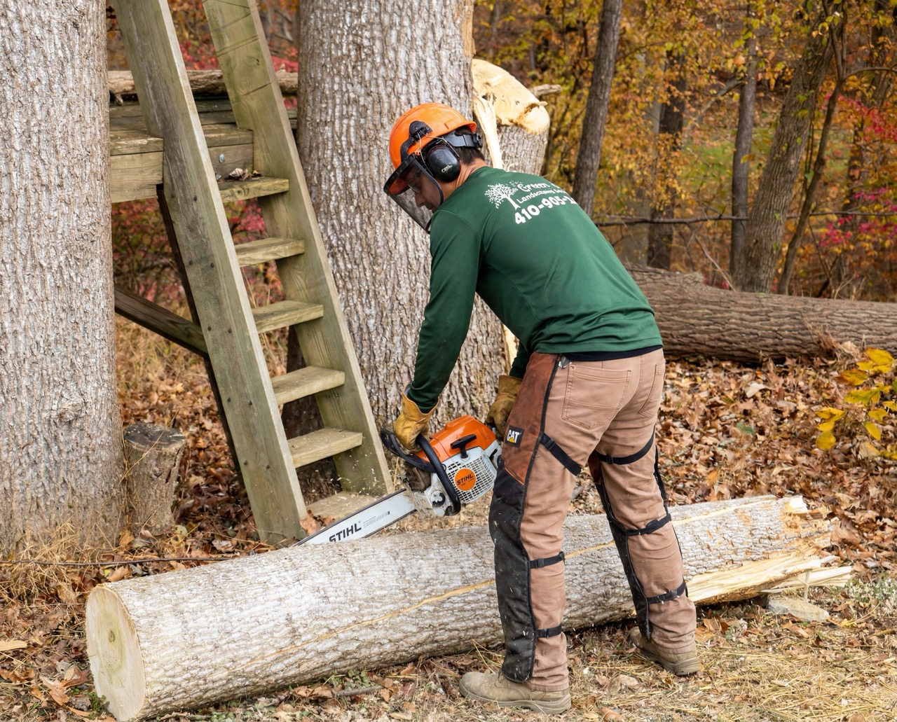 Tree service work by Green Life Landscaping crew in Maryland
