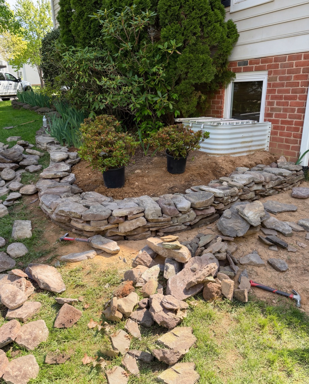 Detail of hardscape construction by Green Life Landscaping