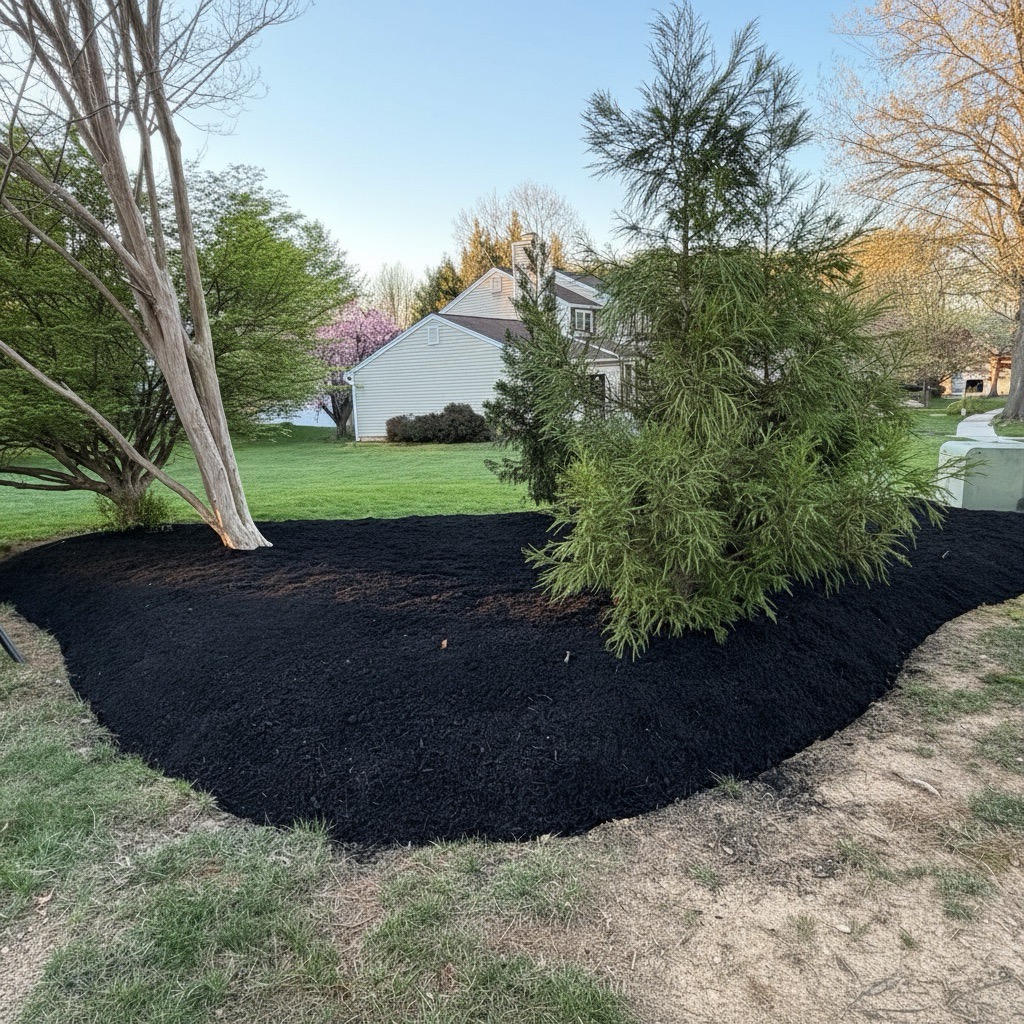 Mulched landscape beds by Green Life Landscaping